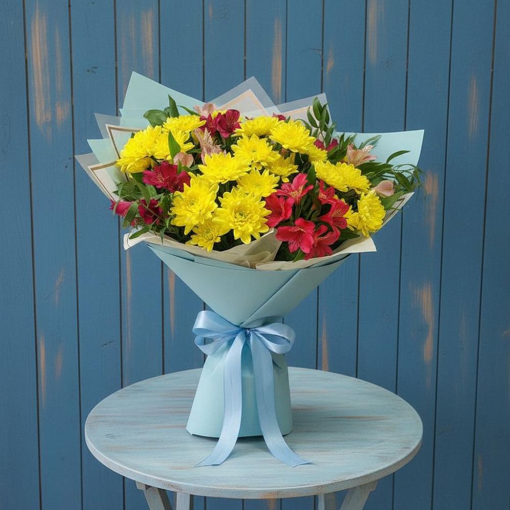 Букет цветов из: Альстромерии и Хризантемы в Нижнем Тагиле