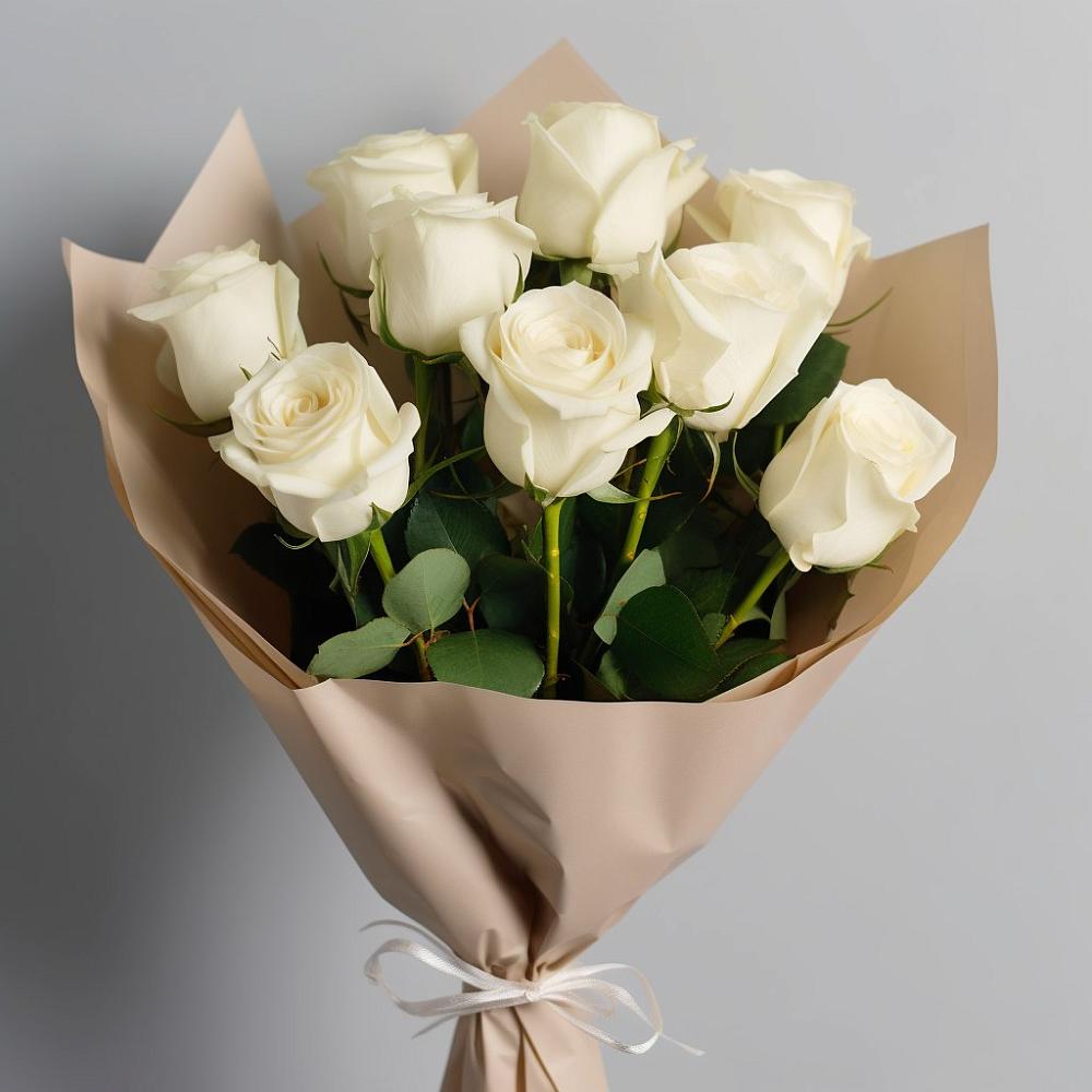 Букет 9 Белых роз Эдлесс Лав в Нижнем Тагиле