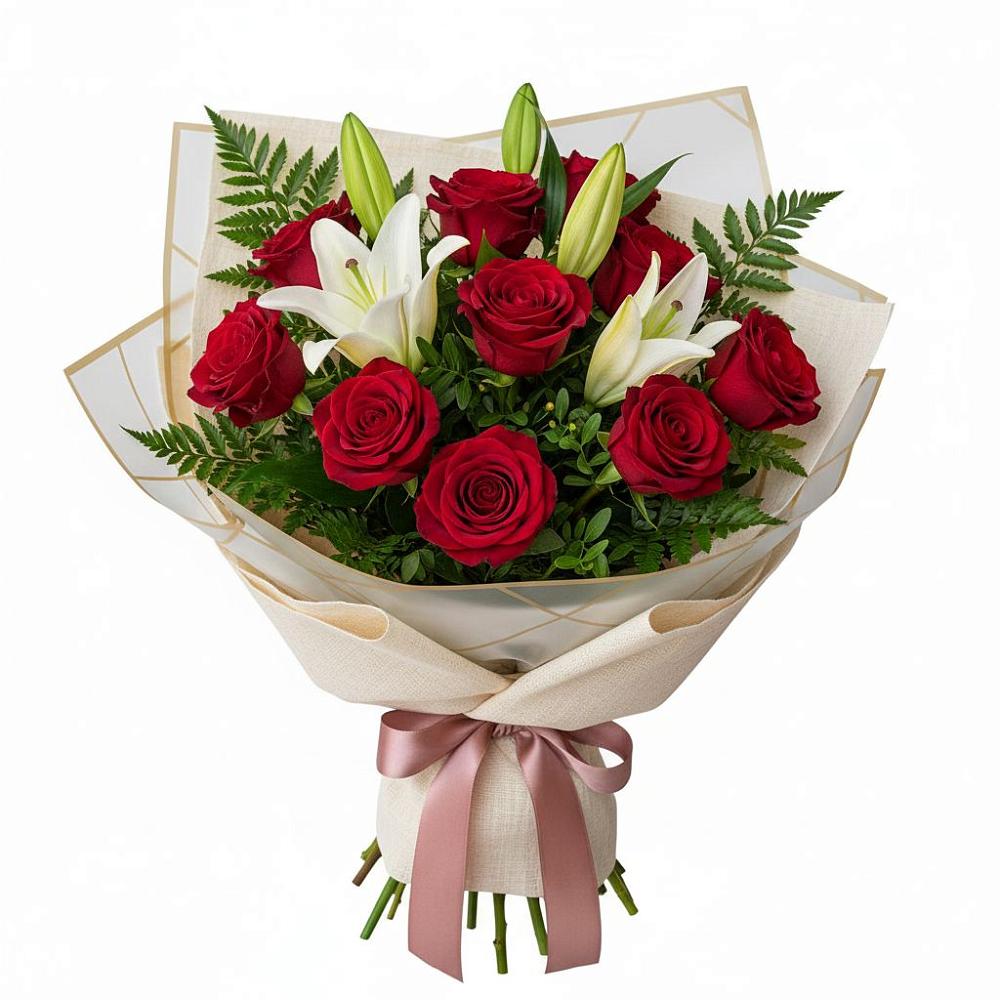 Букет цветов из: Лилии и Розы в Нижнем Тагиле