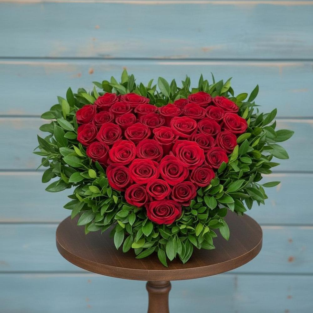 Цветочная композиция из Розы в виде сердца в Нижнем Тагиле