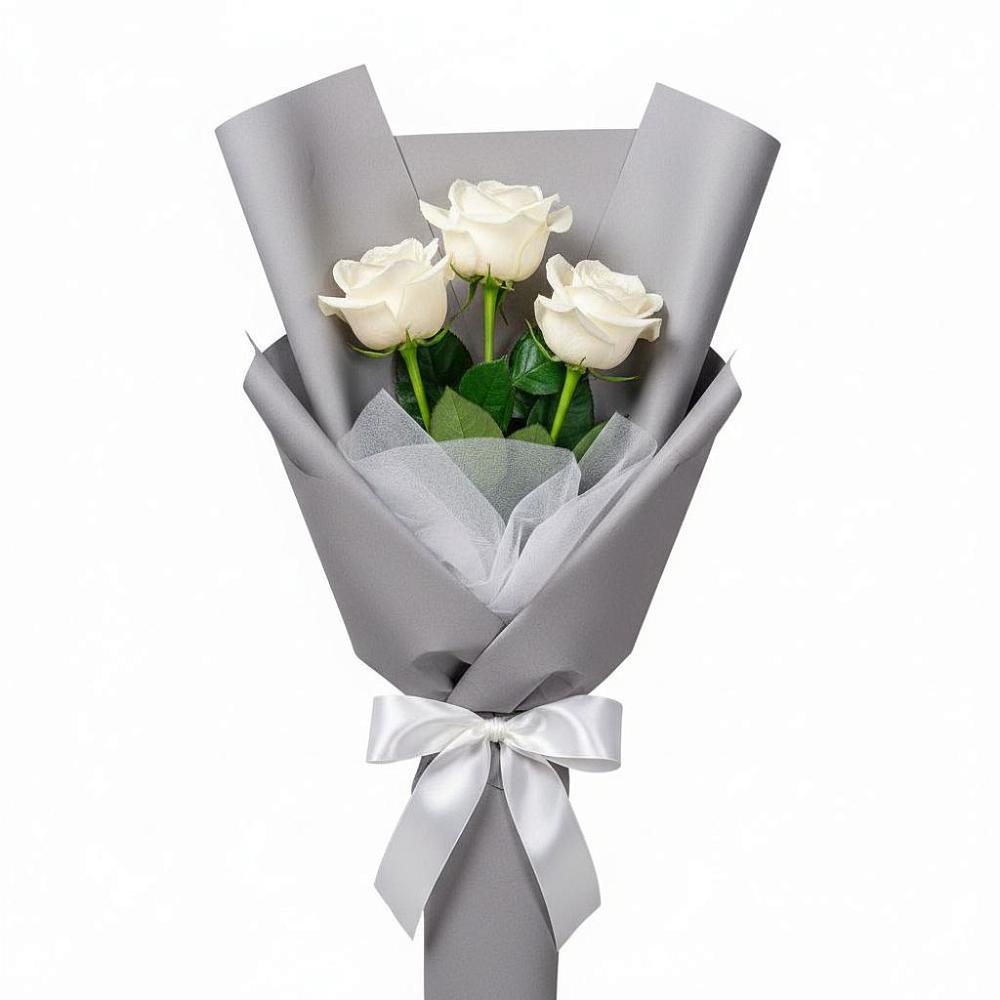 Букет 3 белые розы в Нижнем Тагиле